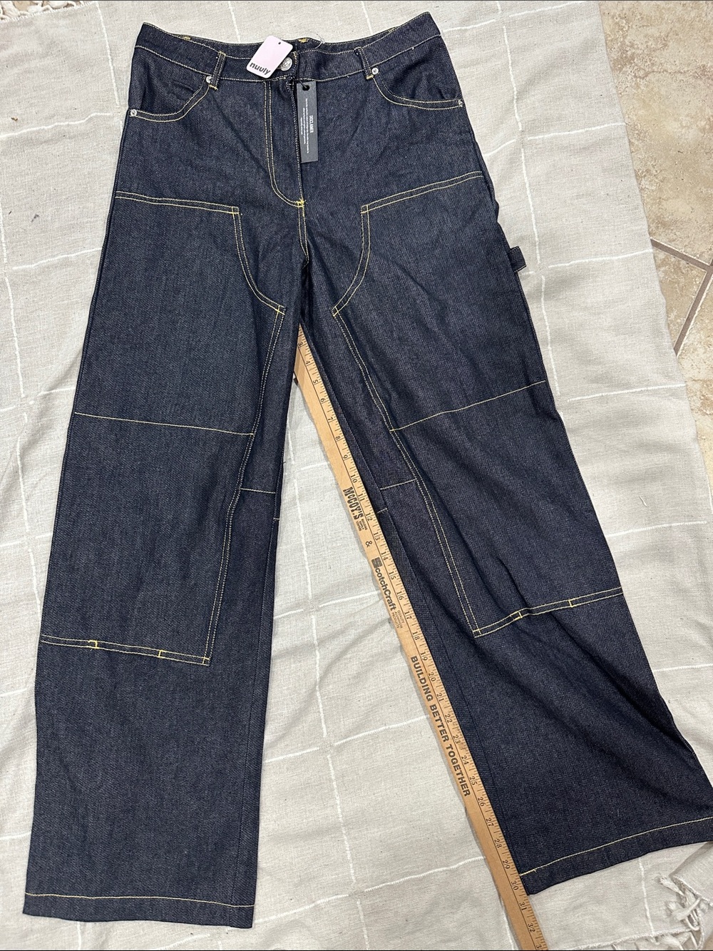 Steve Madden Dark Indigo Wide-Leg Utility Jeans